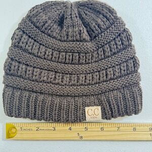 CC Kids Beanie Hat Brown Ribbed Knit Acrylic C.C. Exclusives Toddler Winter Warm